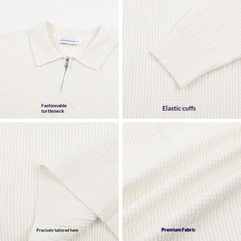 Herren Strickpullover mit Reissverschluss-Polo – Bild 8 | LuxeStyle