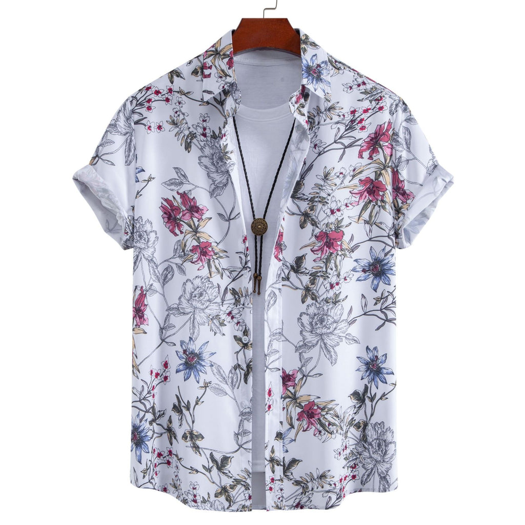 Kurzärmliges Männer-Shirt mit Blumenprint – Bild 2 | LuxeStyle