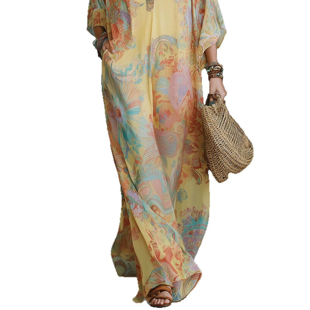 Frisches Retro-Kleid mit Batik-Print