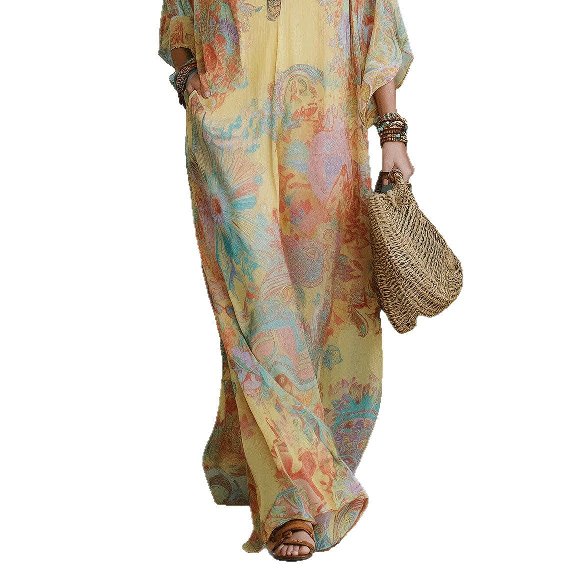Frisches Retro-Kleid mit Batik-Print