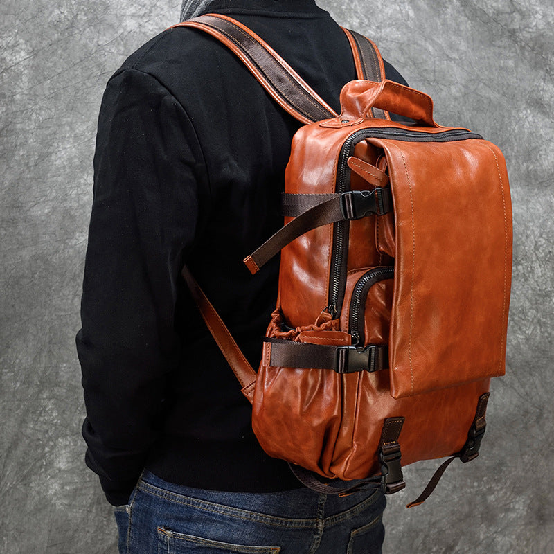 Rindsleder-Flip Schultertasche grosse Kapazität – Bild 2 | LuxeStyle