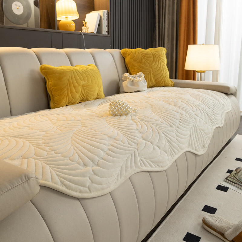 Sofa-Kissen aus Samt mit Bananenblatt-Muster