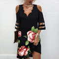 Gemustertes Tüllkleid mit V-Ausschnitt