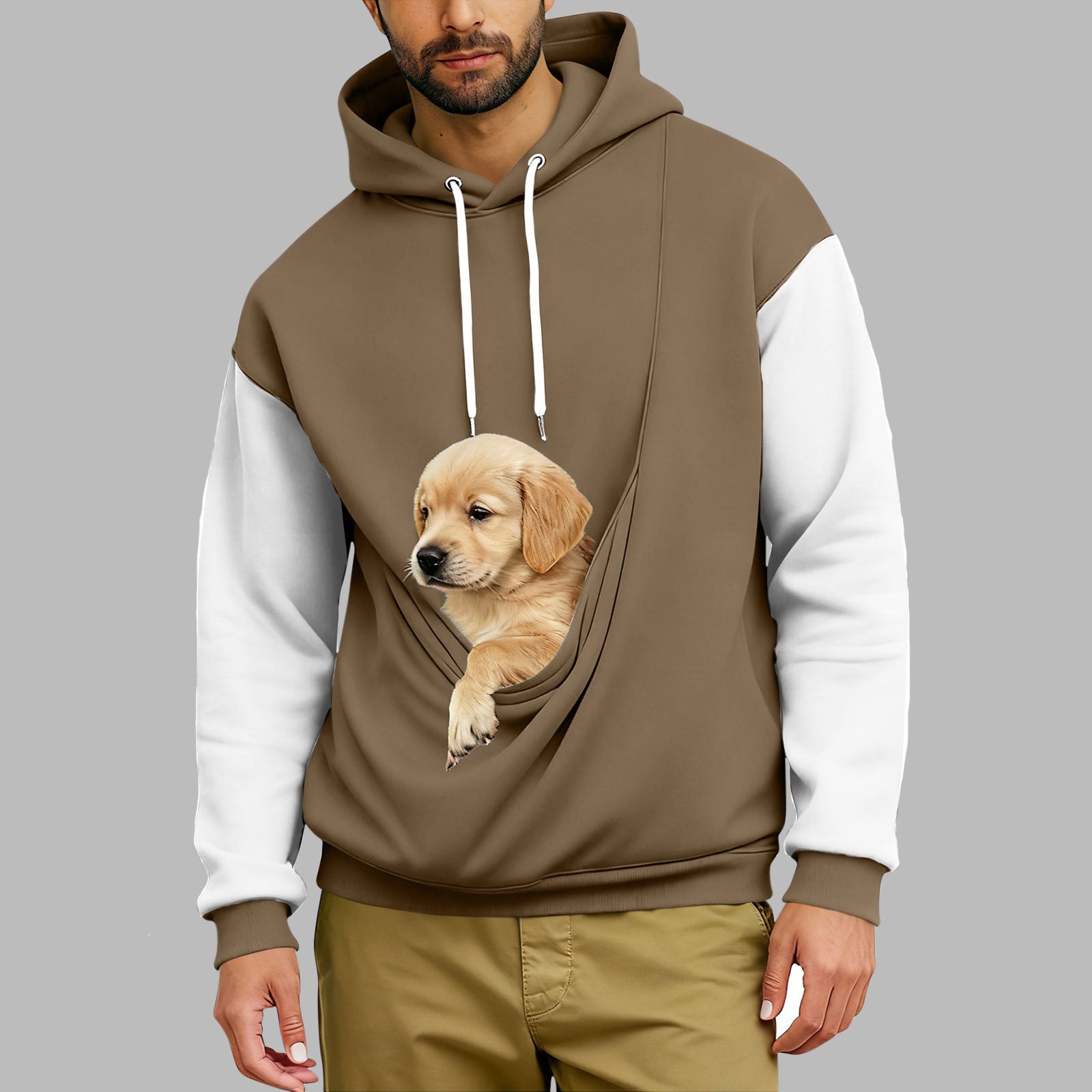 Retro-Hoodie mit Farbblock-Muster