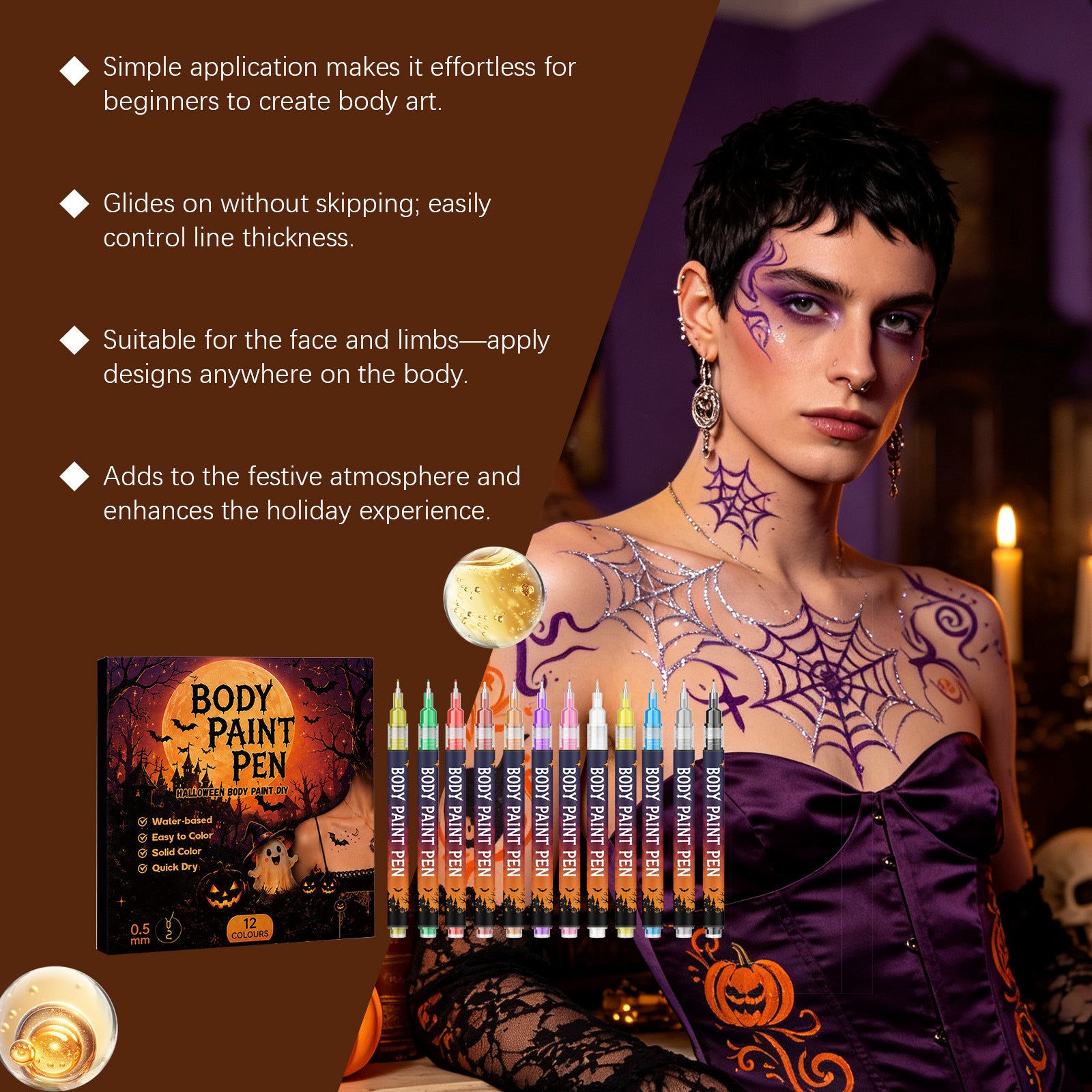 Body Painting Pen, 12 Farben