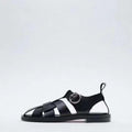 Flache Ledersandalen mit runder Zehenpartie – Bild 7 | LuxeStyle