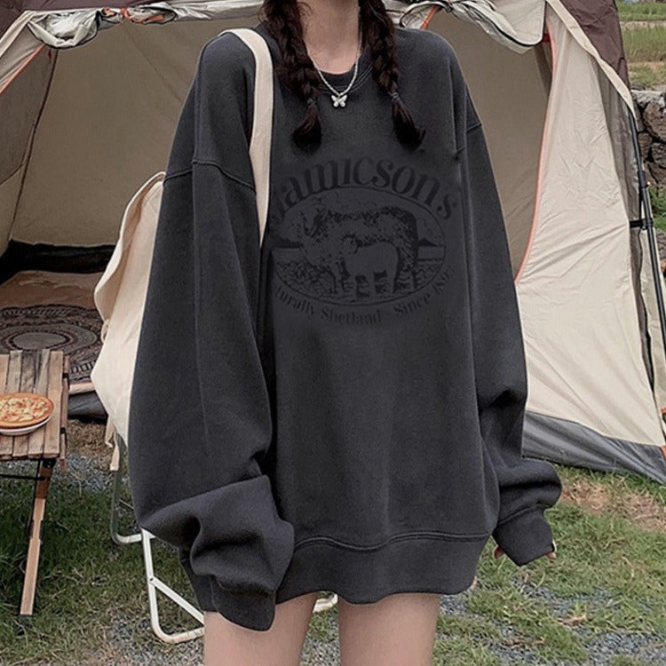 Damen Hoodie mit Rundhals und Relaxed Fit