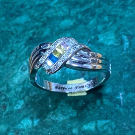 Regenbogen Zirkonia Ring aus Sterling Silber