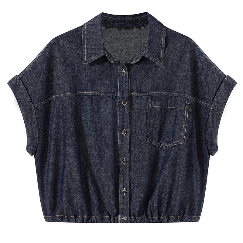 Denim Hemd mit Kordelzug für Damen