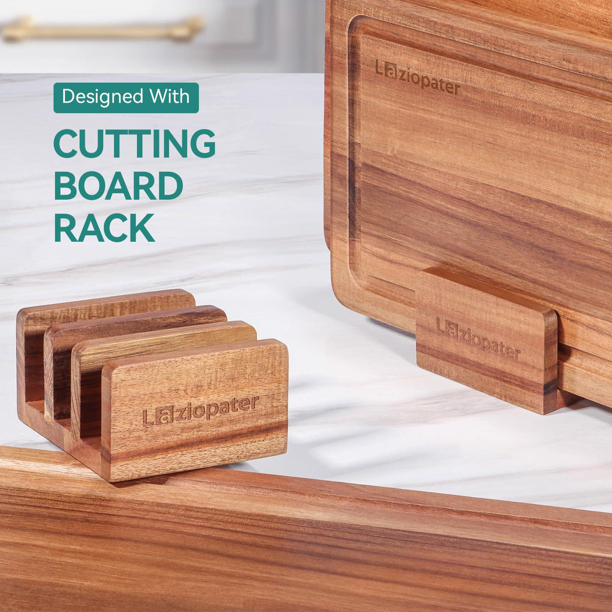 Acacia Holz Schneidebrett-Set – Bild 4 | LuxeStyle