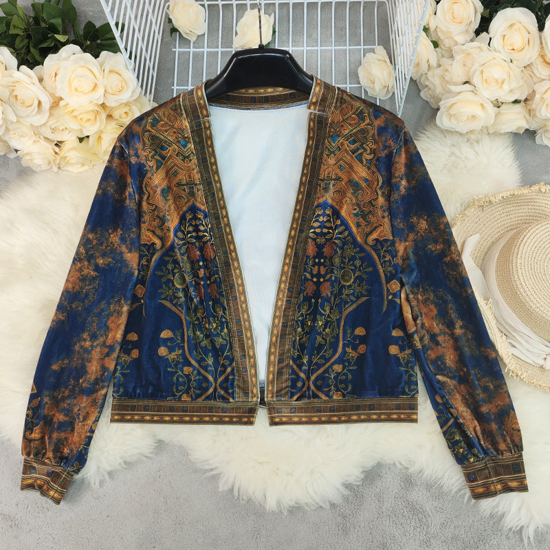 Bohemian Cardigan mit Langarm und Geometermuster