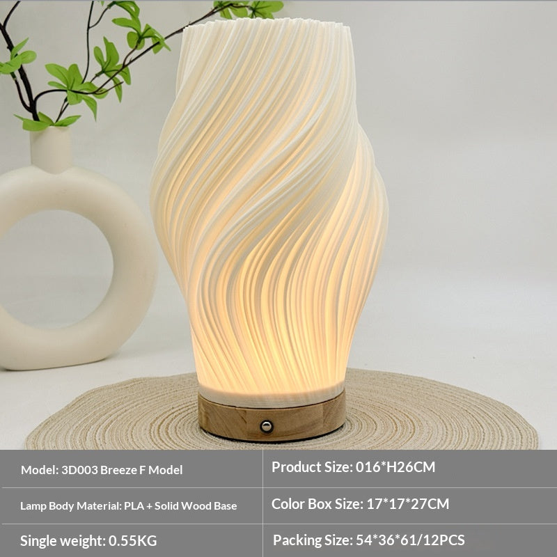 Nordische Nachttischlampe aus massivem Holz mit Ambientebeleuchtung