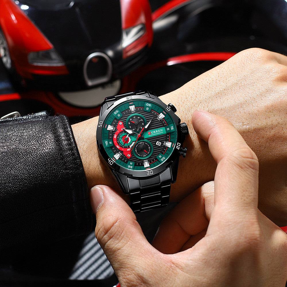 Herrenuhr mit sechs Zeigern, Stahlarmband, Quarz – Bild 7 | LuxeStyle
