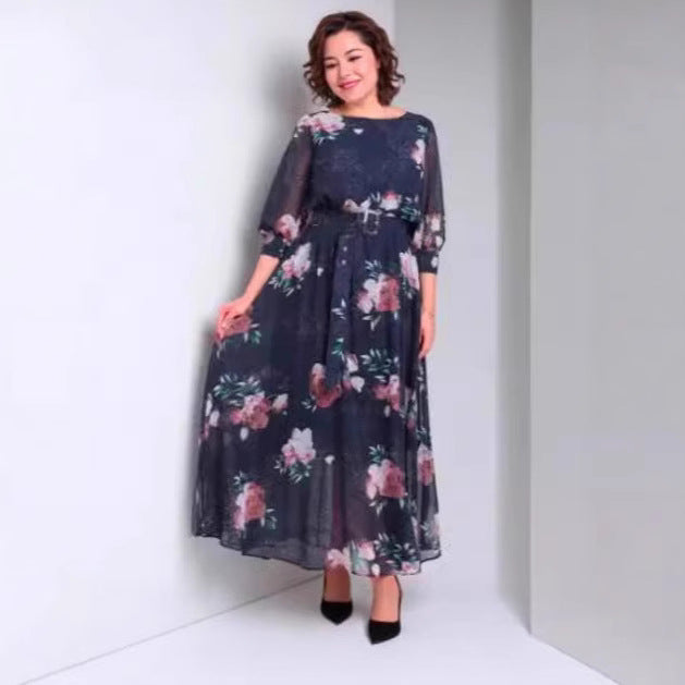 Sommer-Kragen-Retrogedrucktes Kleid