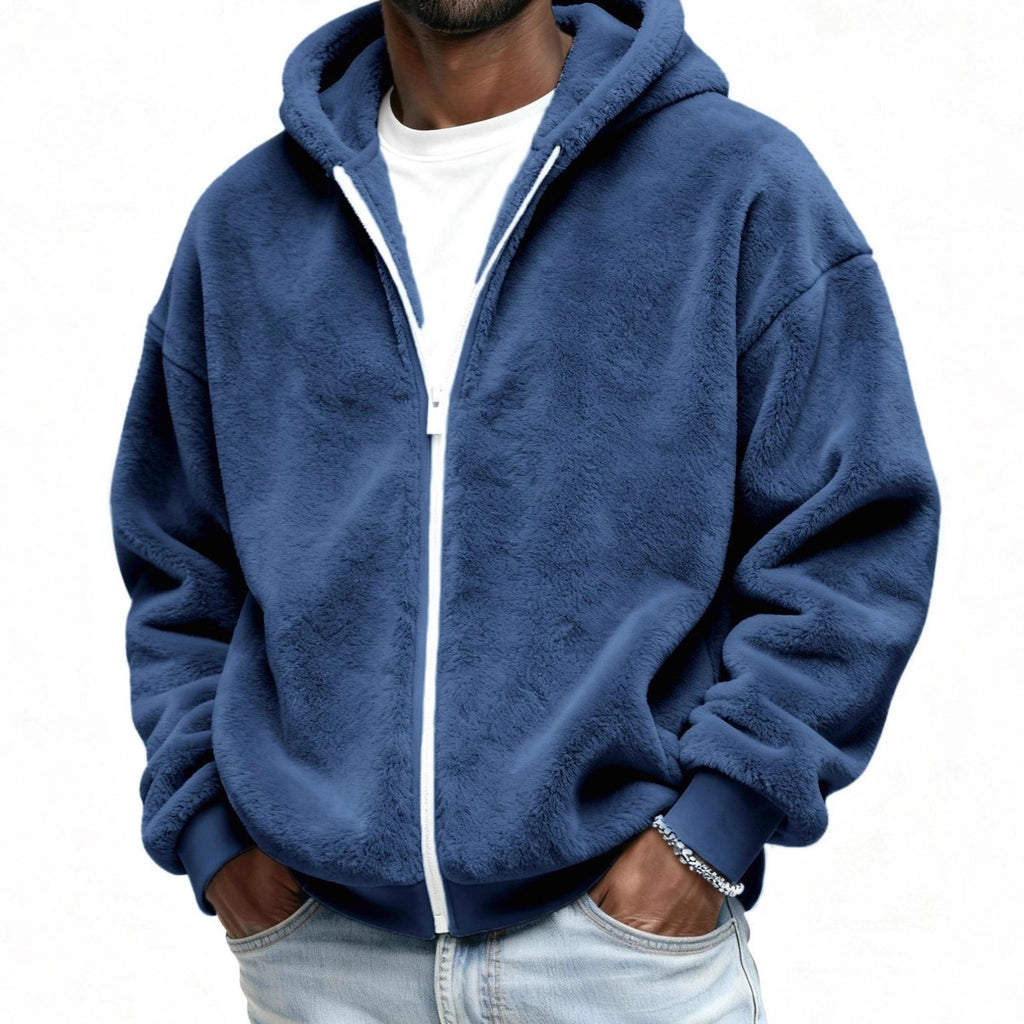 Doppelseitige Fleece-Jacke mit Kapuze
