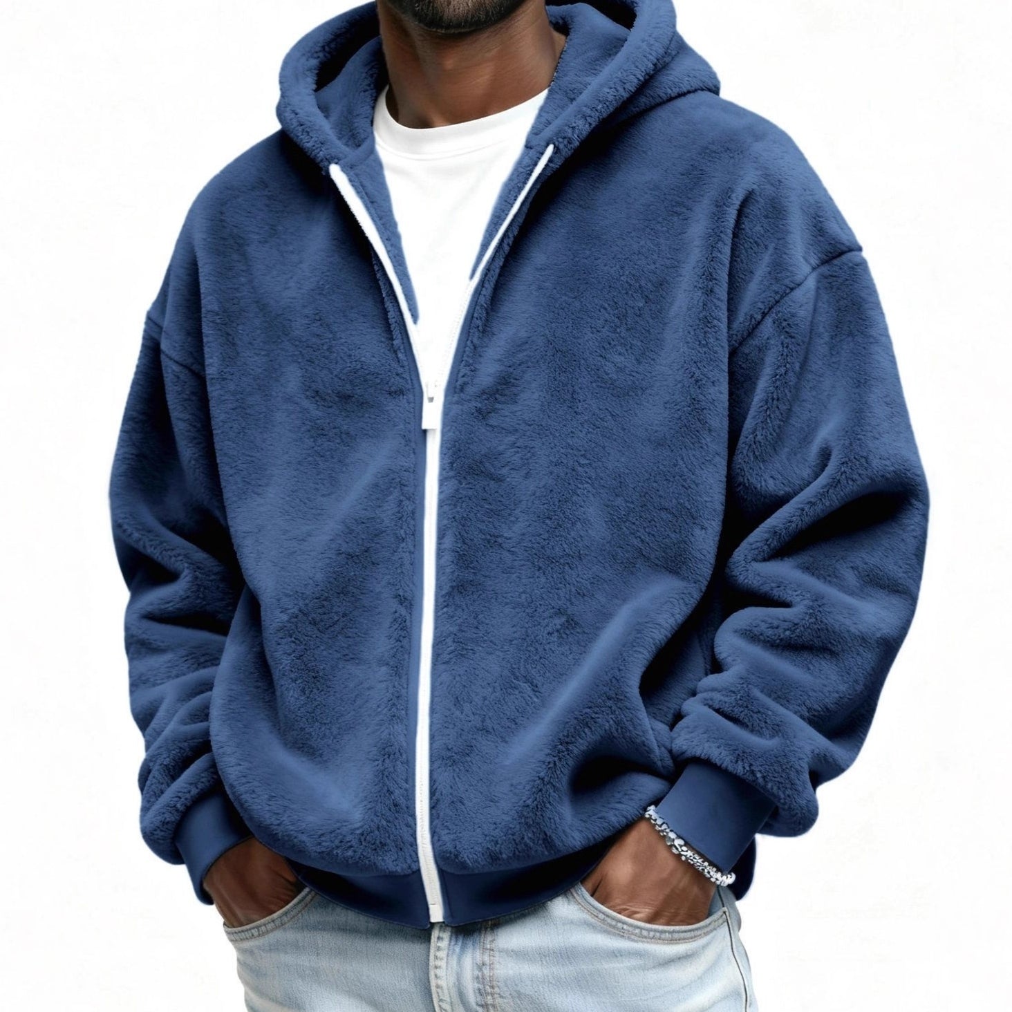 Wende-Fleecejacke mit Kapuze