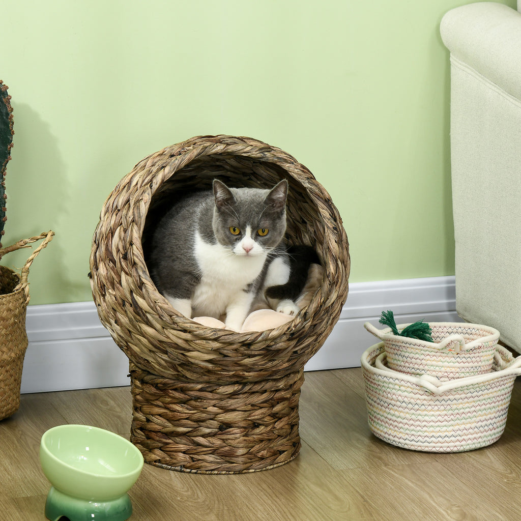 Handgewebtes Katzenbett mit weichem Kissen | Eierstuhl-Form
