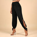 High-Waist Haremshose mit Schlitz und Bindebündchen