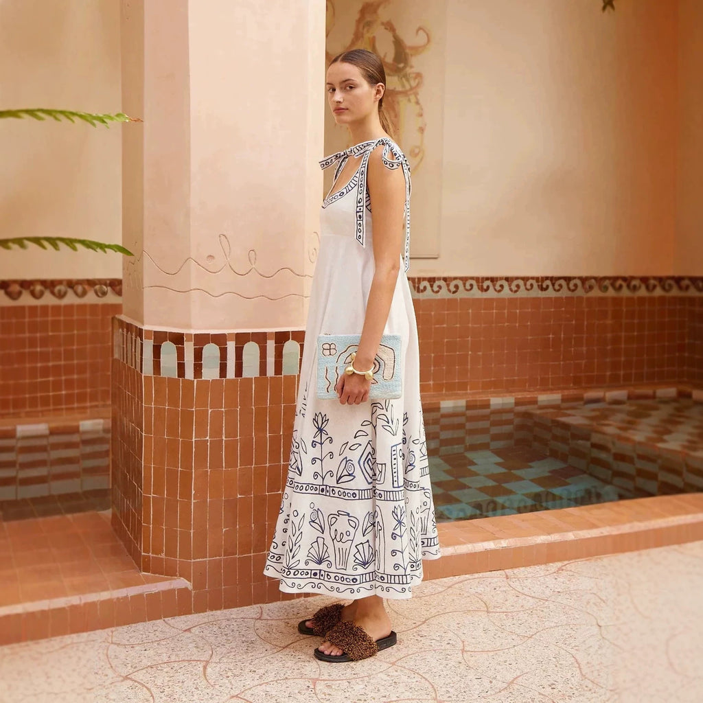 Elegantes ärmelloses Leinenkleid mit Schnürung – Bild 3 | LuxeStyle