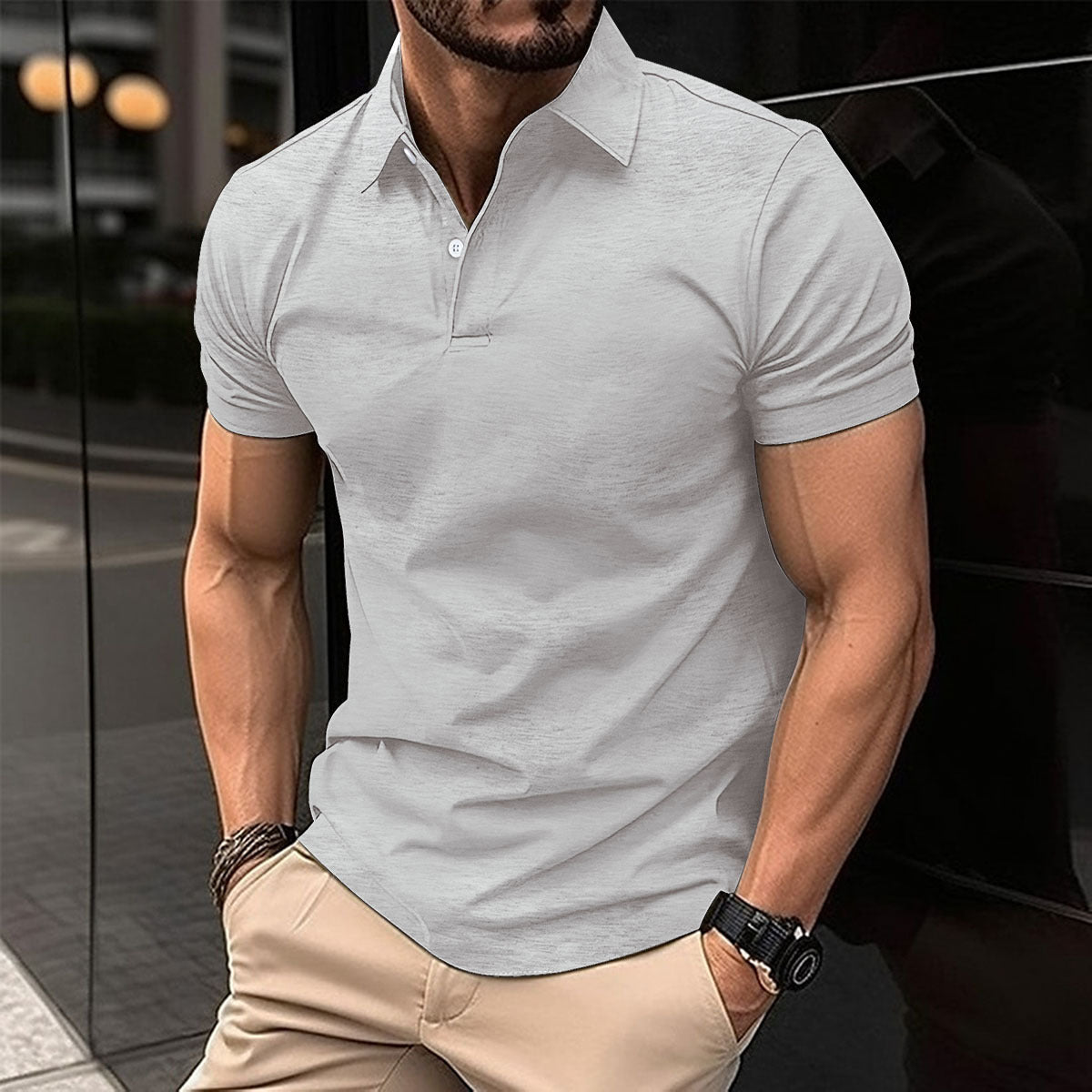 Polo-Shirt Kurzarm Herren – Unifarben