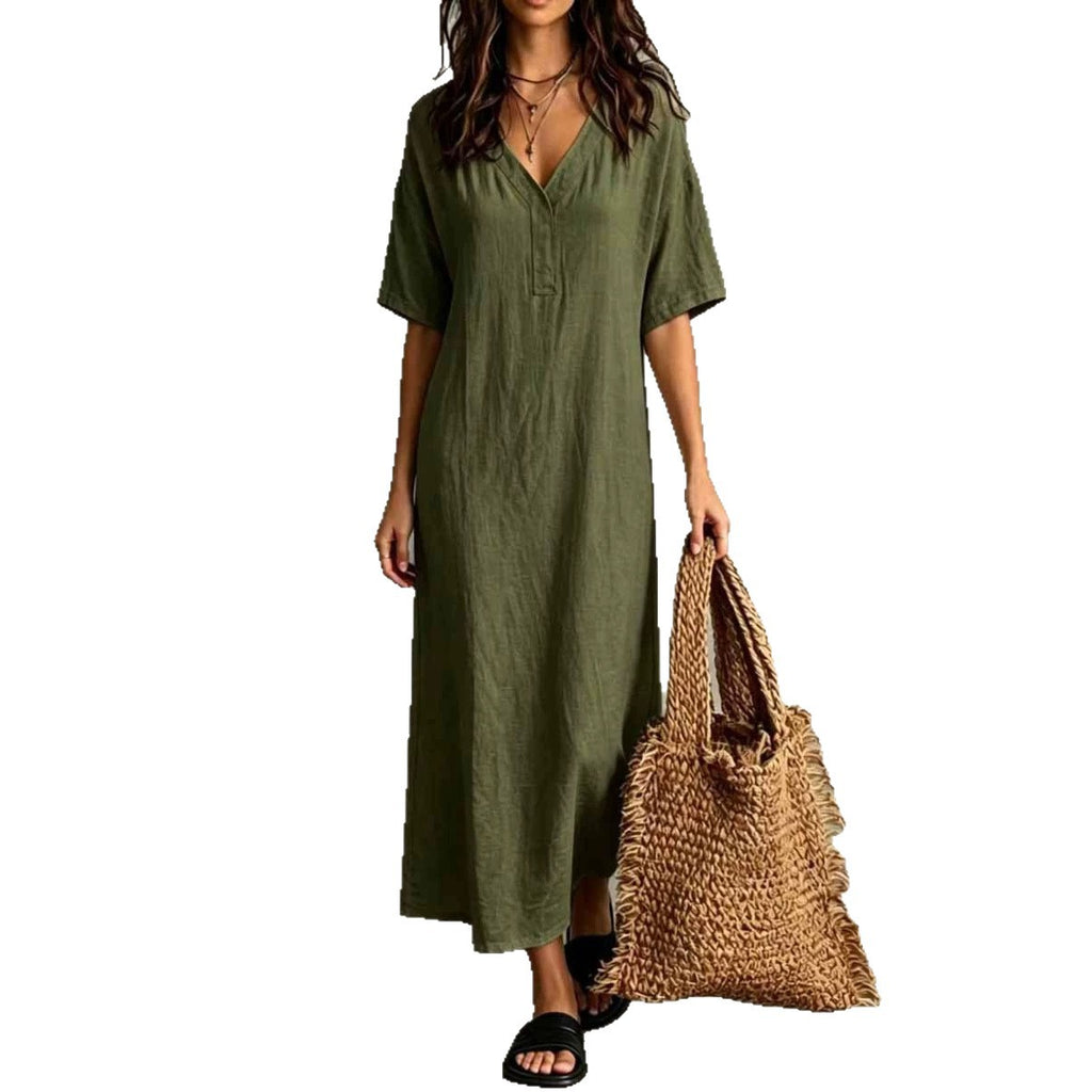 Boho-Sommerkleid «Ibiza» aus Baumwoll-Leinen, Damen – LuxeStyle