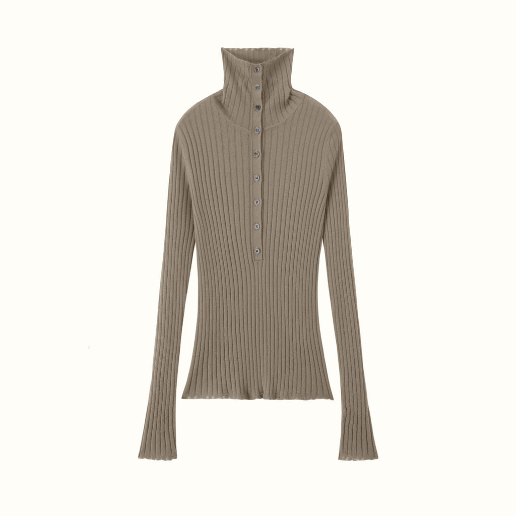 Ribbed Chunky Turtleneck Cashmere Pullover Damen Slim Fit