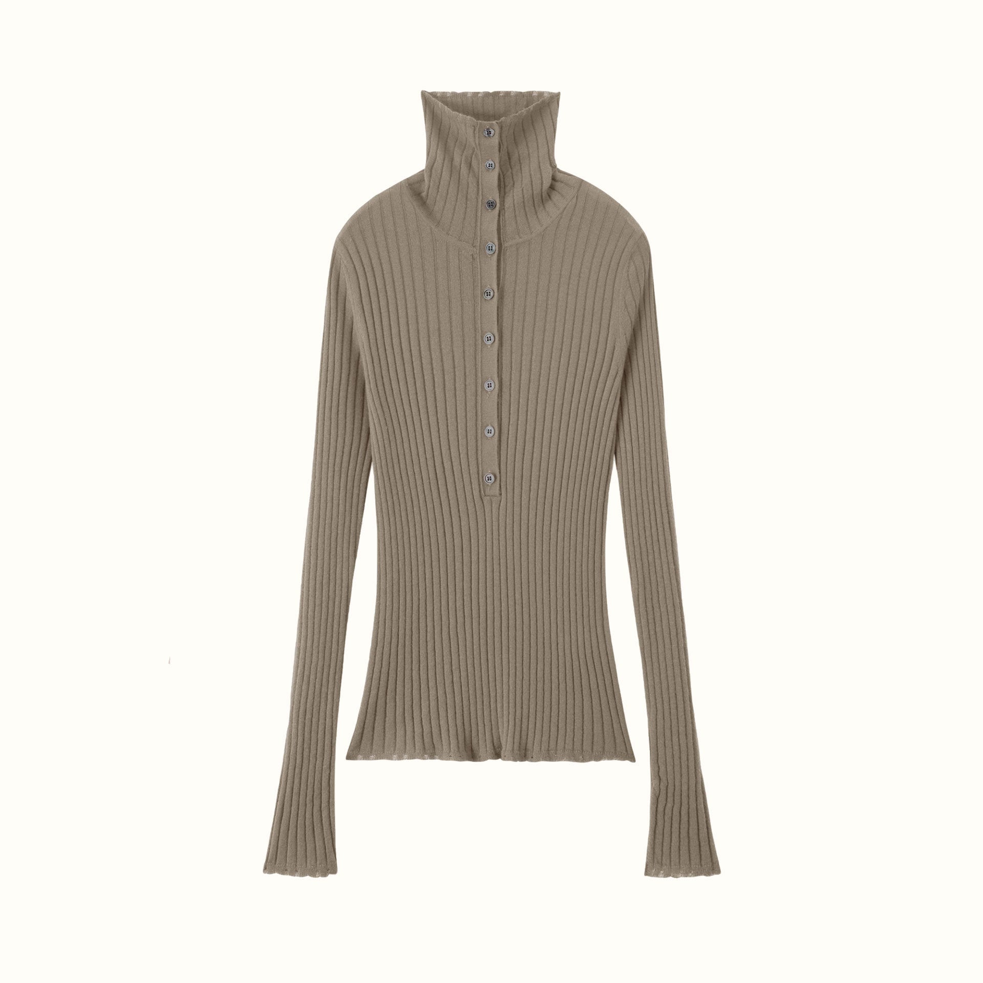 Ribbed Chunky Turtleneck Cashmere Pullover Damen Slim Fit