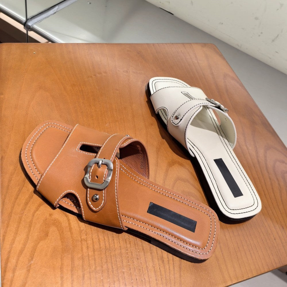 Lässige Flache Sandalen aus Rindsleder