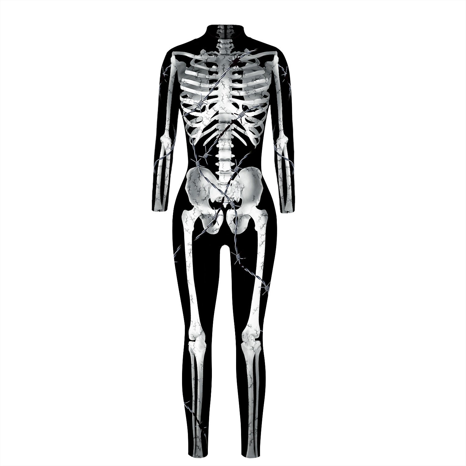 Skelett-Jumpsuit mit langen Ärmeln