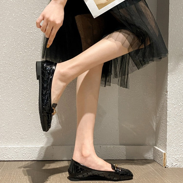 Bequeme Leder-Schuhe mit eckiger Spitze