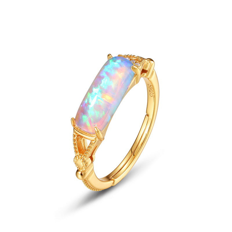 Irisierender Opalring aus 925 Sterling Silber – Bild 4 | LuxeStyle