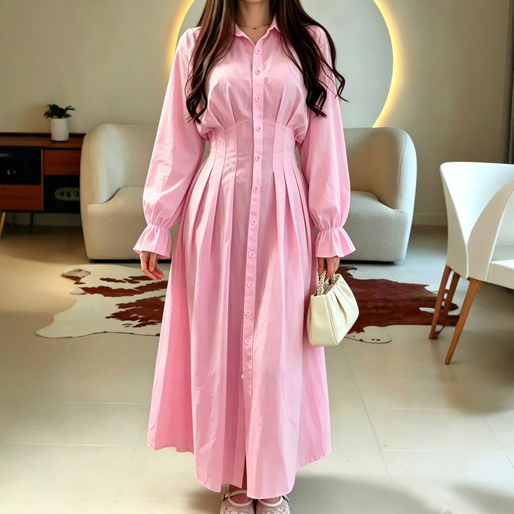 Elegantes Hemdblusenkleid mit Rüschensaum