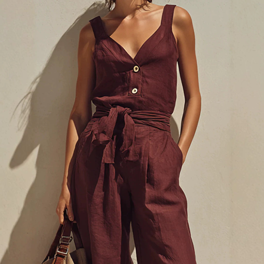 Ärmelloser Jumpsuit mit weitem Bein