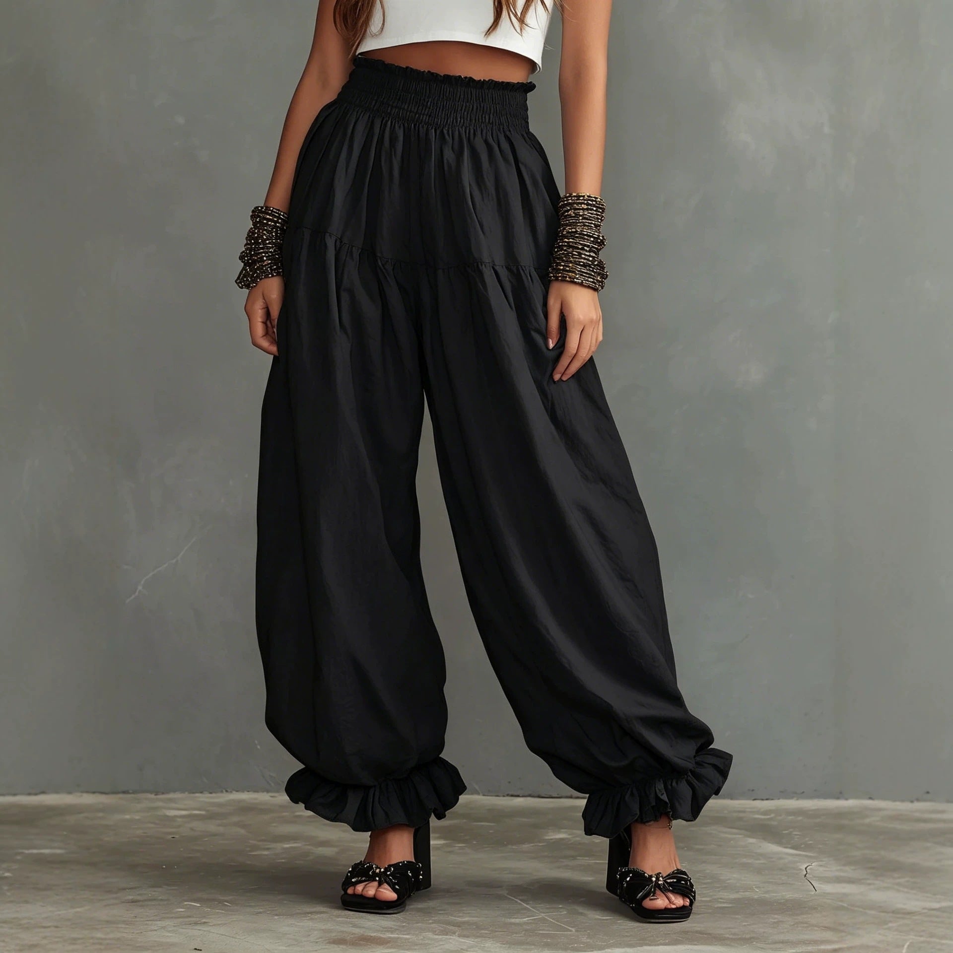 Loose Fit High Waist Stoffhose
