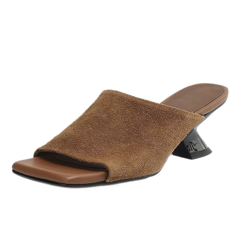 Square-toe Slide Sandalen aus Wildleder