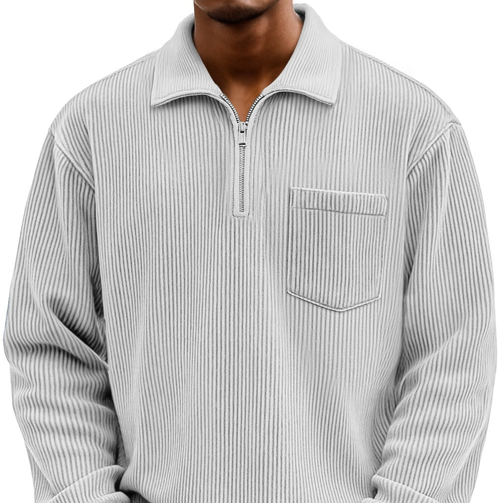 Henley Langarm-Hoodie mit Reissverschluss