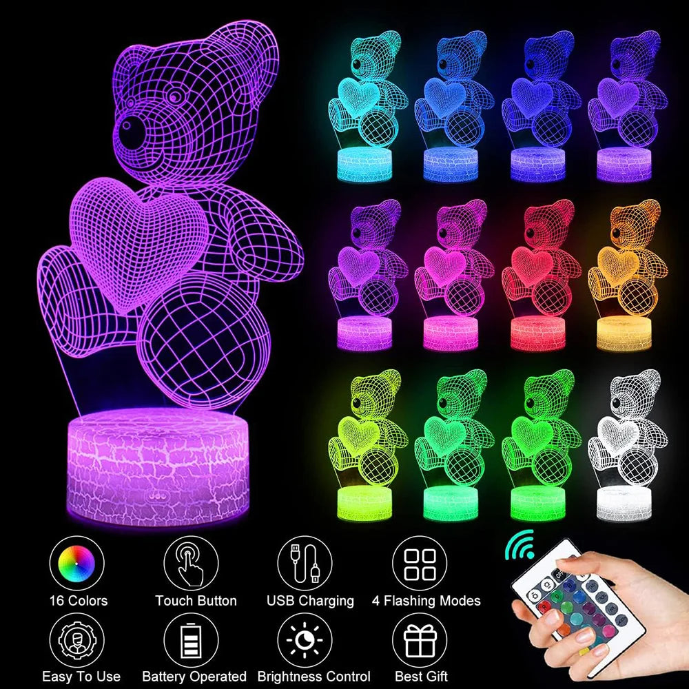 3D-Teddy-Nachtlampe mit Farbwechsel