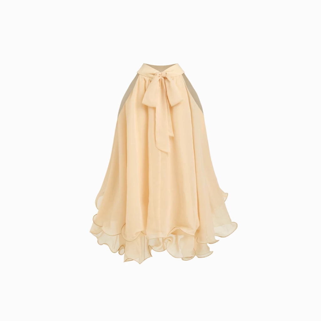 Carmen-Chiffonbluse mit Rüschensaum