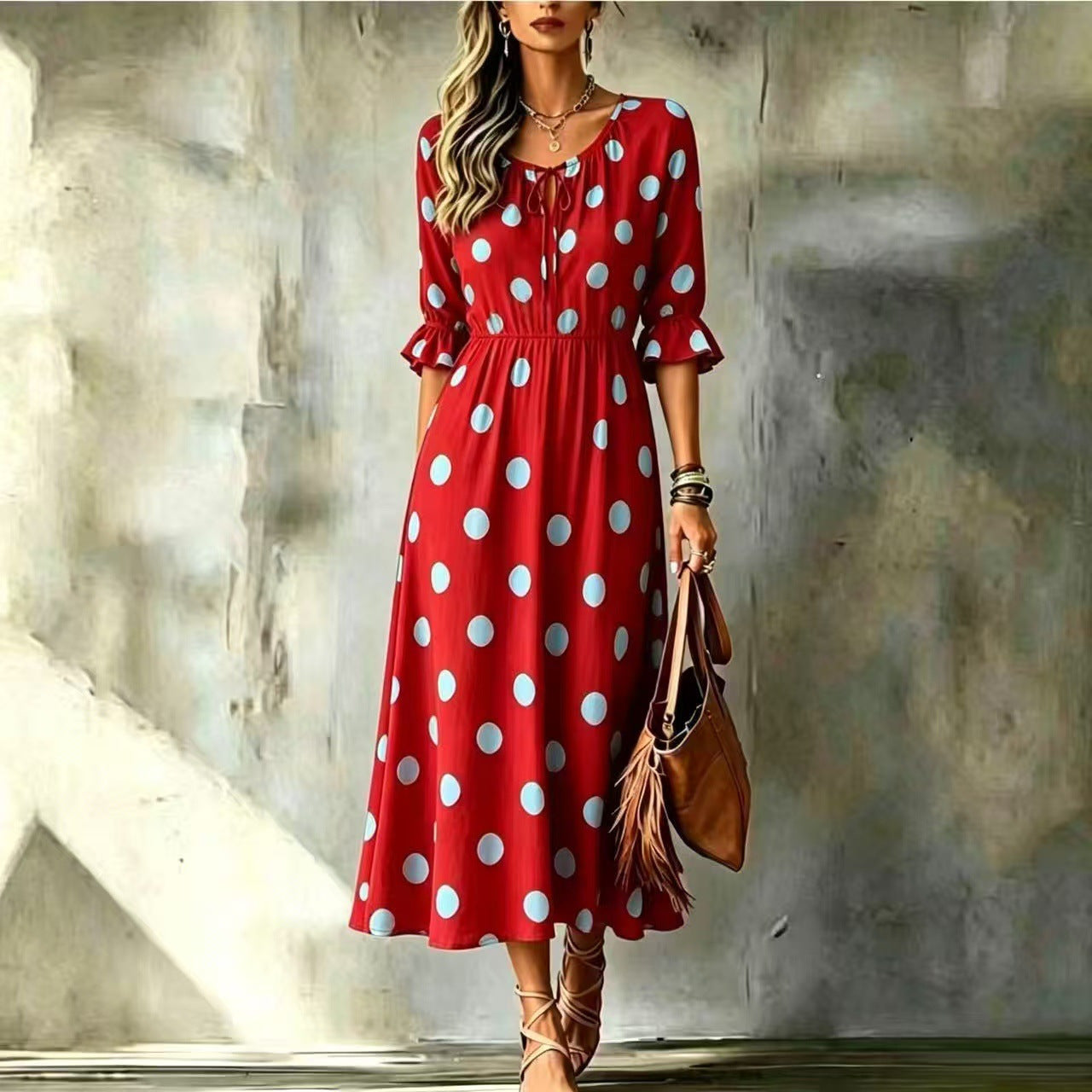 Midikleid mit Wellenmuster