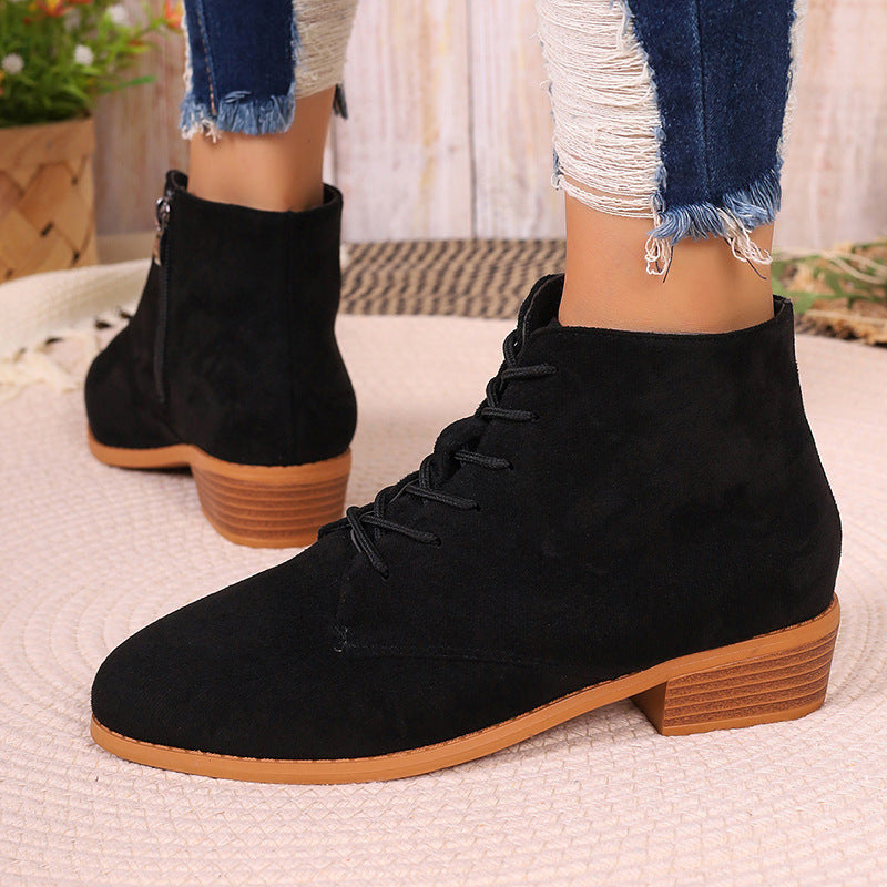 Damen Wildleder-Stiefeletten mit spitzer Kappe
