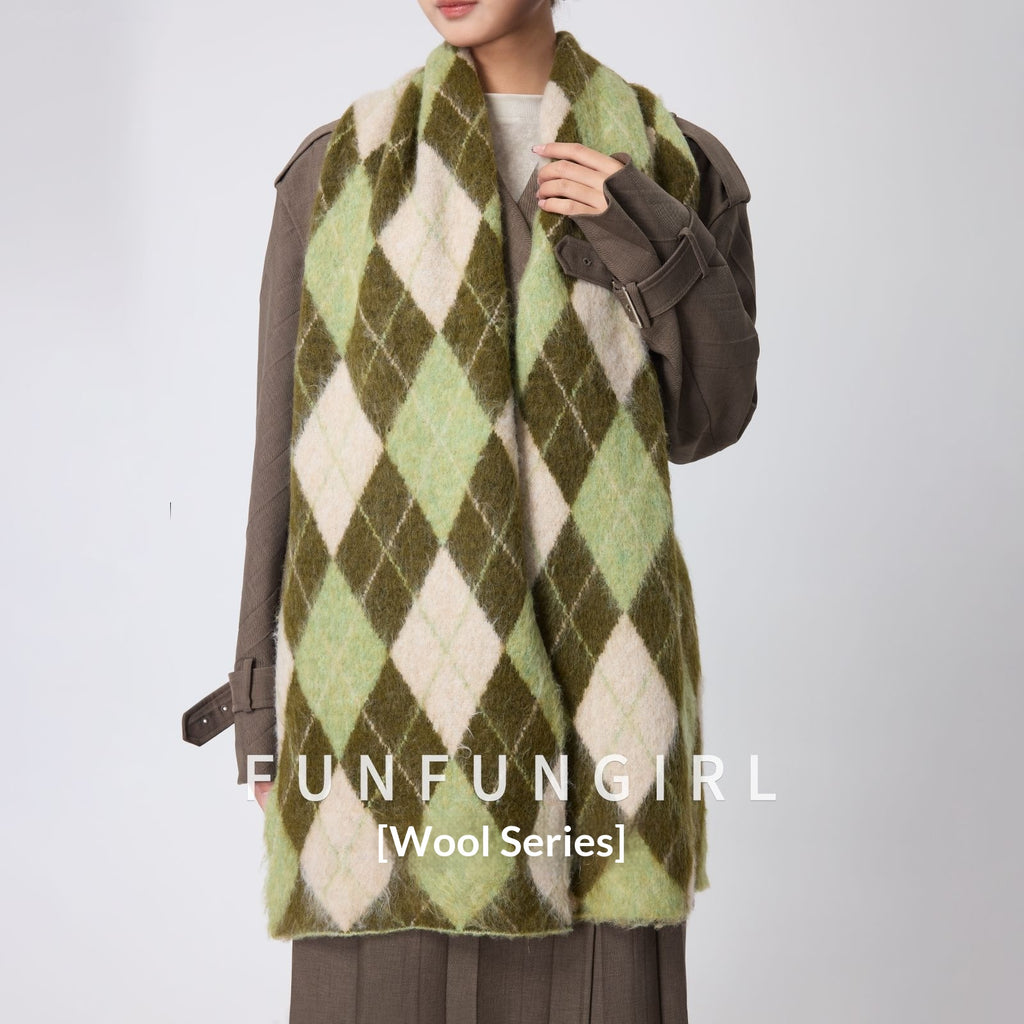 Diamantmuster Retro-Schal aus Wollmischung – Bild 2 | LuxeStyle