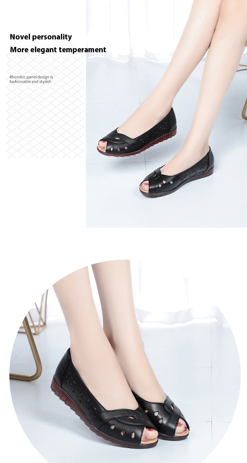 Peep Toe Sandalen flach, weiche Ledersohle – Bild 19 | LuxeStyle