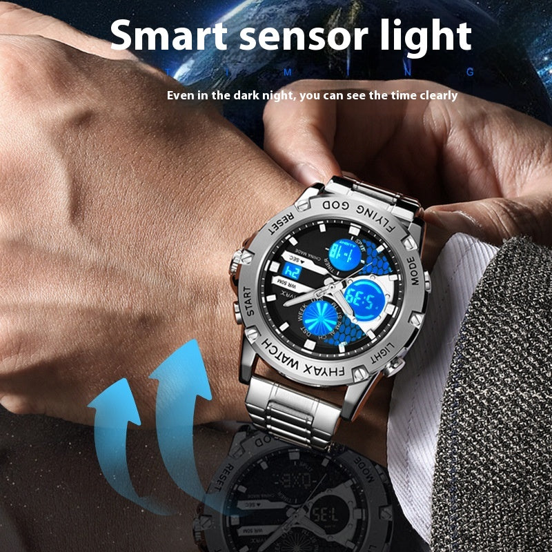 Business Casual Doppel-Display Leuchtende Wasserdichte Uhr