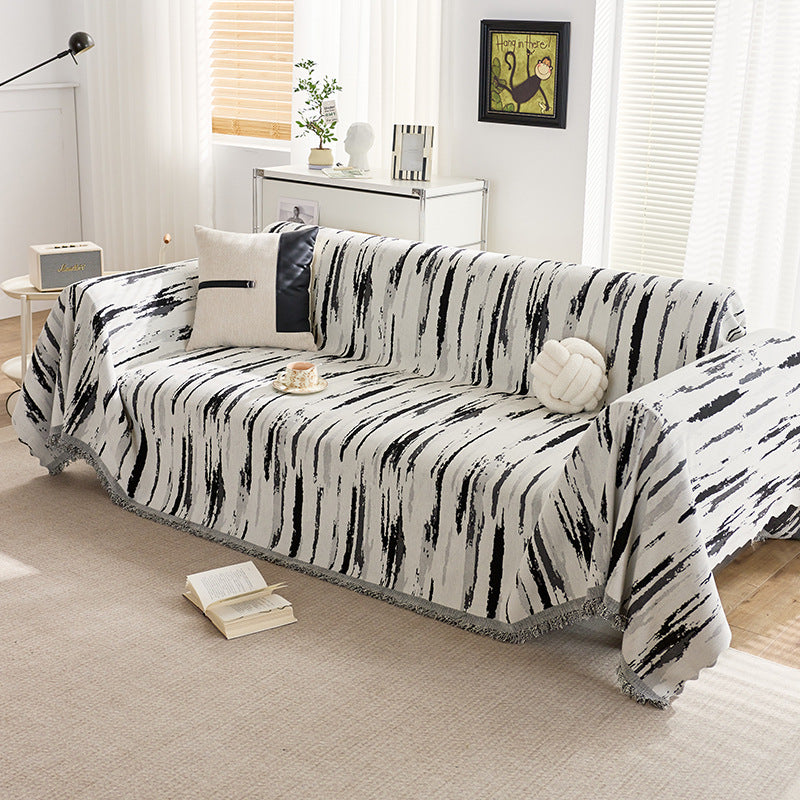 Chenille Sofaüberwurf «Schwarz-Weiss» – Bild 5 | LuxeStyle