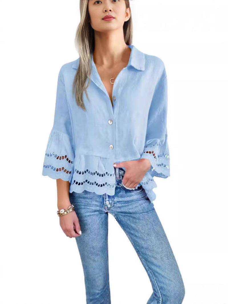 Spitzenbesetztes Langarmshirt – Bild 11 | LuxeStyle