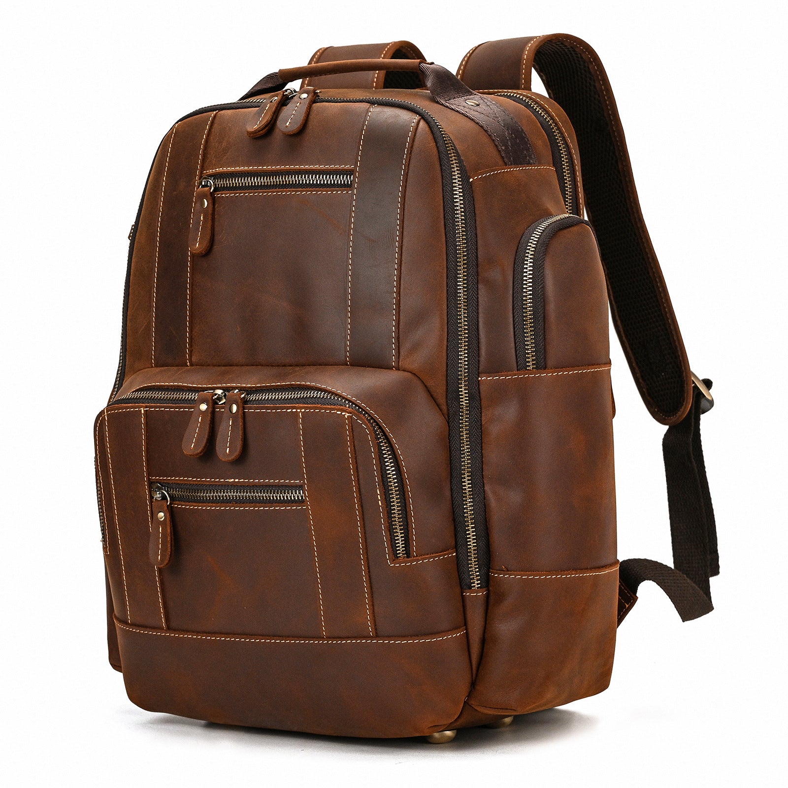 Retro Rucksack aus Rindsleder für 15-Zoll-Laptop