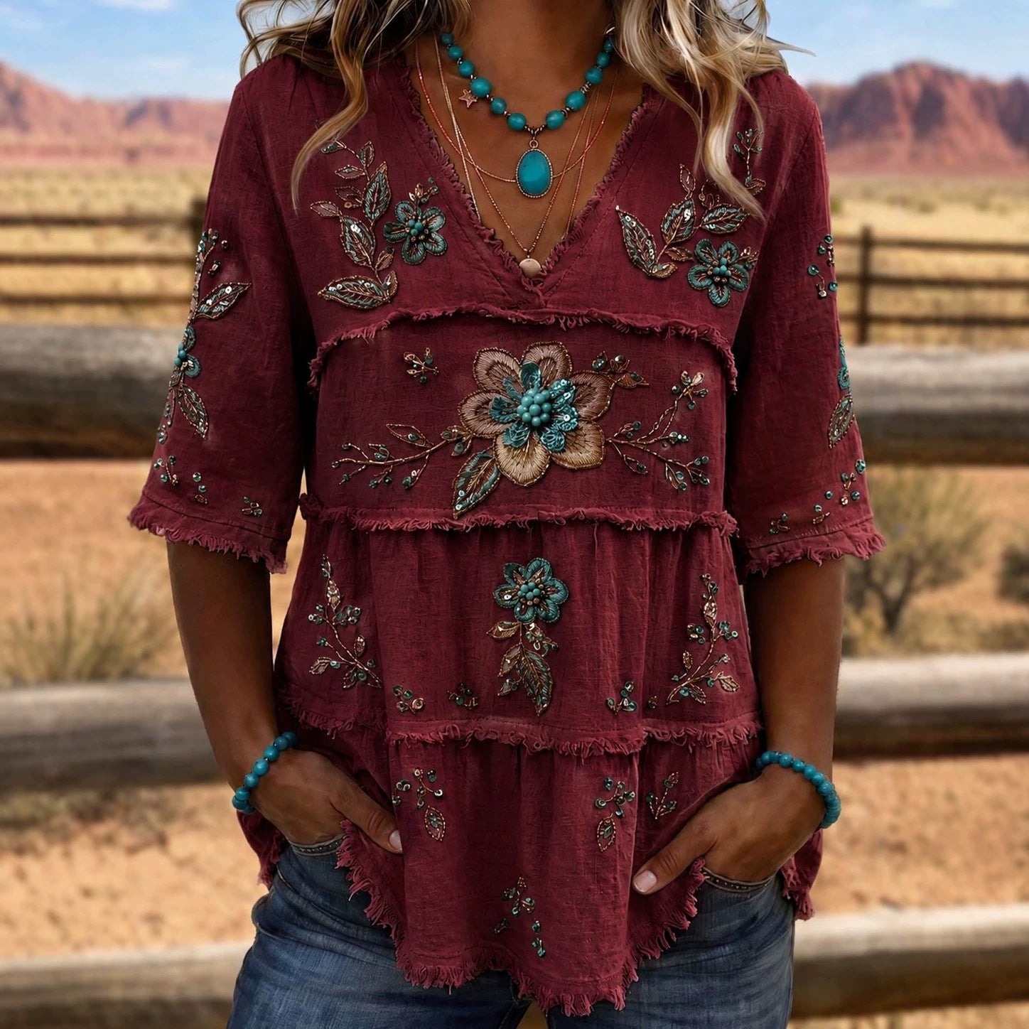 Retro-Print Damen-Top