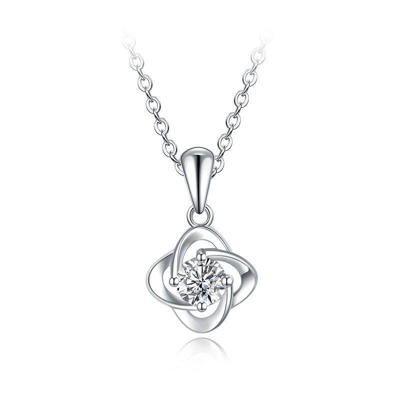 Moissanite-Halskette mit Zirkon-Blatt-Anhänger