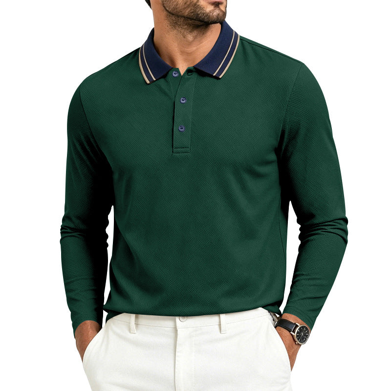 Herren-Polo mit Kragen und langen Ärmeln