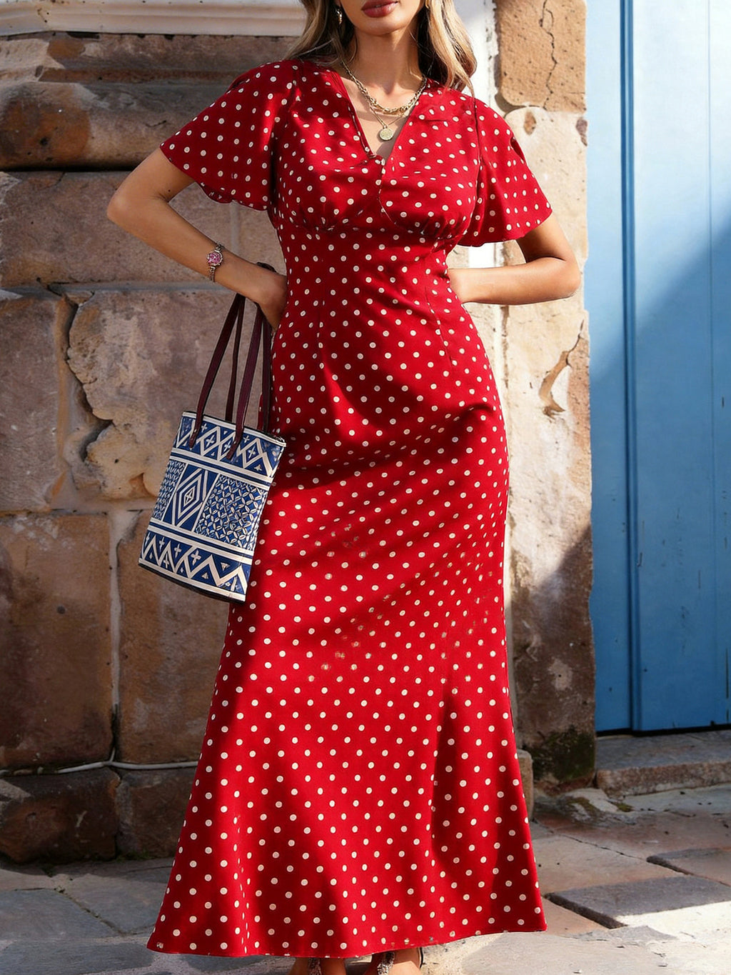 Rotes Polka-Punkt Kleid